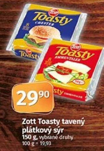 COOP TIP Zott Toasty tavený plátkový sýr nabídka