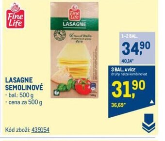 Makro LASAGNE SEMOLINOVÉ nabídka