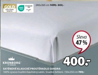 JYSK SATÉNOVÉ KLASICKÉ PROSTĚRADLO SANDRA nabídka