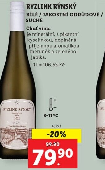 Lidl RYZLINK RÝNSKÝ BÍLÉ / JAKOSTNÍ ODRŮDOVÉ / SUCHÉ nabídka
