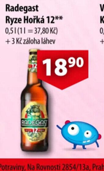 CBA Radegast Ryze Hořká 12** 0,51(11=37,80 Kč) +3 Kč záloha láhev nabídka