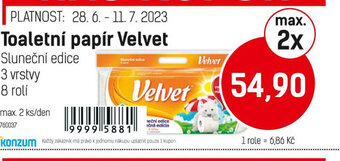 Konzum Toaletní papír Velvet nabídka
