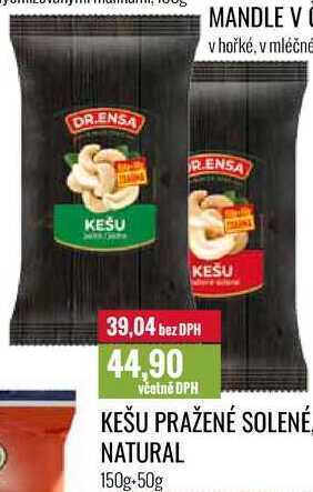 Ratio Kešu pražené solené natural 150g+50g nabídka