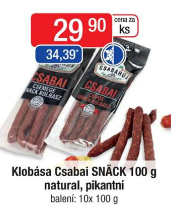 Qanto Klobása Csabai SNÄCK 100 g natural, pikantní nabídka