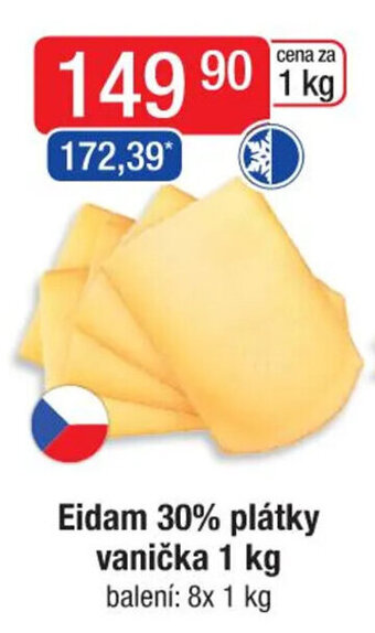 Qanto Eidam 30% plátky vanička 1 kg nabídka