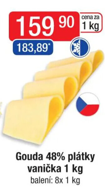 Qanto Gouda 48% plátky vanička 1 kg nabídka