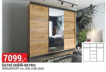 Baumax ŠATNÍ SKŘÍŇ RETRO 200x205x59 cm, dub craft zlatý nabídka