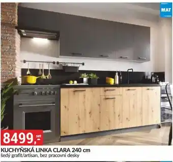 Baumax KUCHYŇSKÁ LINKA CLARA 240 cm šedý grafit/artisan, bez pracovní desky nabídka