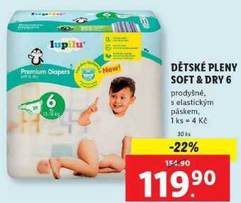 Lidl Dětské pleny soft & dry 6, 30 ks nabídka
