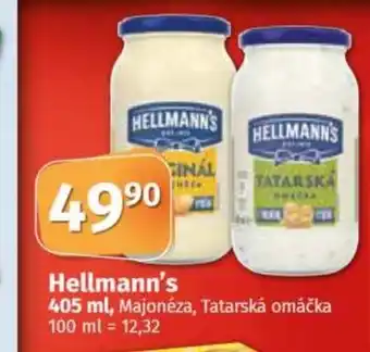 COOP TIP Hellmann's 405 ml, Majonéza, Tatarská omáčka 100 ml = 12,32 nabídka
