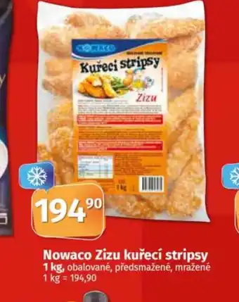 COOP TIP Nowaco Zizu kuřecí stripsy 1 kg, obalované, předsmažené, mražené 1 kg = 194,90 nabídka