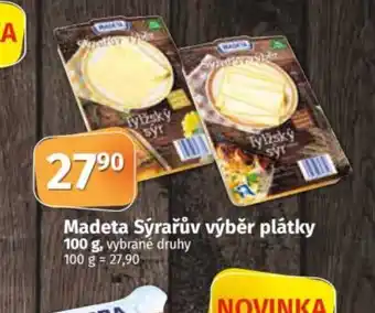 COOP TIP Madeta Sýrařův výběr plátky 100 g, vybrané druhy 100 g = 27,90 nabídka