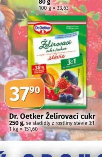 COOP TIP Dr. Oetker Želírovací cukr 250 g, se sladidly z rostliny stévie 3:1 1 kg = 151,60 nabídka