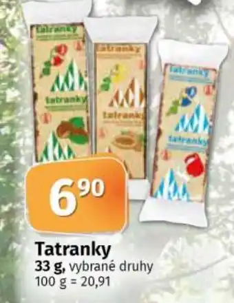 COOP TIP Tatranky 33 g, vybrané druhy 100 g = 20,91 nabídka