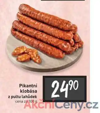 Billa Pikantní klobása z pultu lahůdek cena za 100 g nabídka
