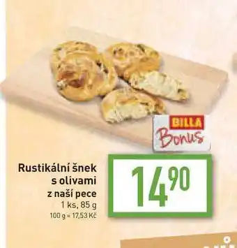 Billa Rustikální šnek s olivami z naší pece 1 ks, 85 g nabídka