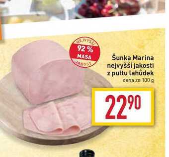 Billa Šunka marina nejvyšší jakosti z pultu lahůdek cena za 100 g nabídka