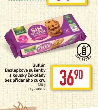 Billa Gullón bezlepkové sušenky s kousky čokolády bez přidaného cukru 130 g nabídka