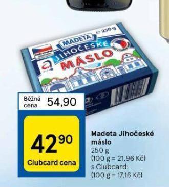 Tesco Madeta jihočeské máslo nabídka