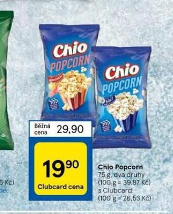 Tesco Chio popcorn nabídka