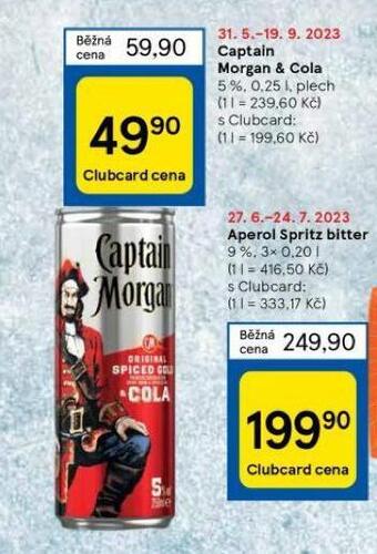 Tesco Captain morgan & cola nabídka