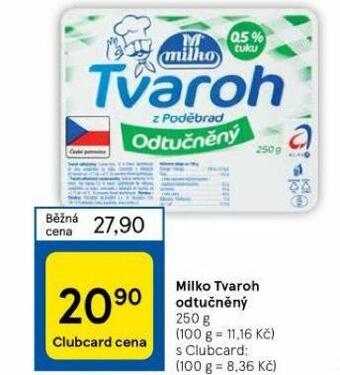 Tesco Milko tvaroh nabídka