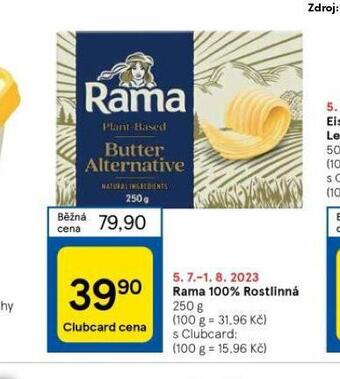 Tesco Rama 100% rostlinná alternativa nabídka