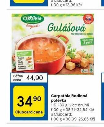 Tesco Carpathia rodinná polévka nabídka