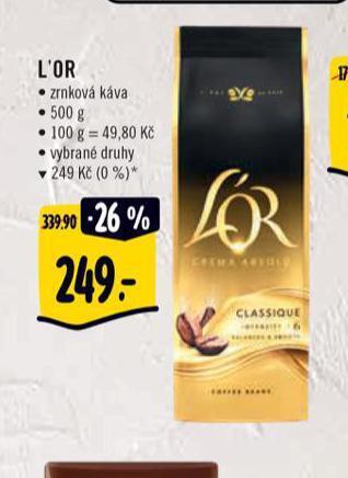 Albert L'or káva nabídka