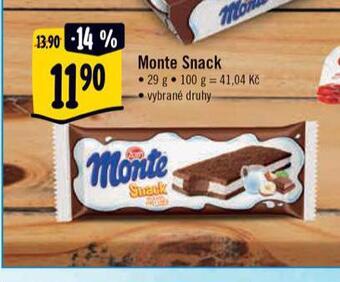 Albert Monte snack nabídka