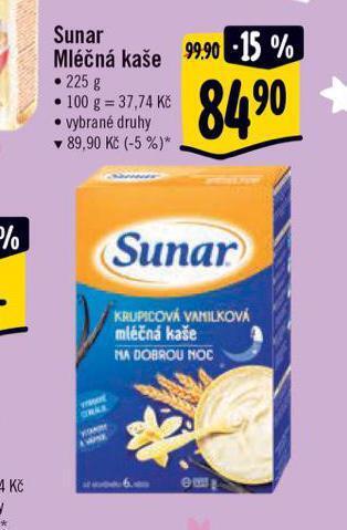 Albert Sunar mléčná kaše nabídka