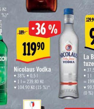 Albert Nicolaus vodka nabídka