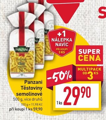 Billa Panzani Těstoviny semolinové nabídka