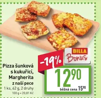 Billa Pizza šunková s kukuřicí, Margherita z naší pece nabídka