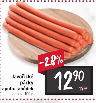 Billa Javořické párky z pultu lahůdek nabídka