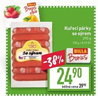 Billa Kuřecí párky se sýrem 290 g nabídka