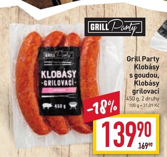 Billa Grill Party Klobásy s goudou, Klobásy grilovací nabídka