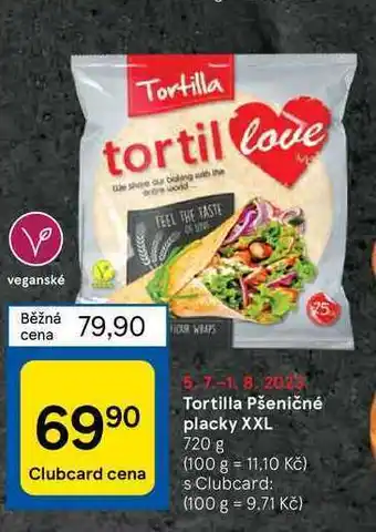 Tesco Tortilla pšeničné placky xxl 720 g nabídka