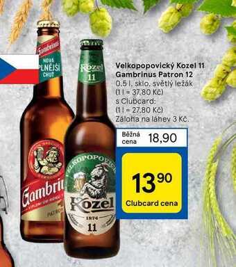 Tesco Velkopopovický kozel 11 gambrinus patron 12 0,5 l nabídka