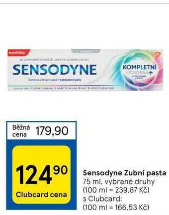 Tesco Sensodyne zubní pasta 75 ml nabídka