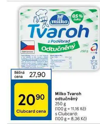 Tesco Milko tvaroh odtučněný 250 g nabídka