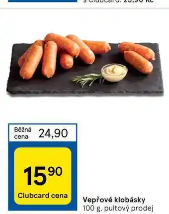 Tesco Vepřové klobásky 100 g nabídka