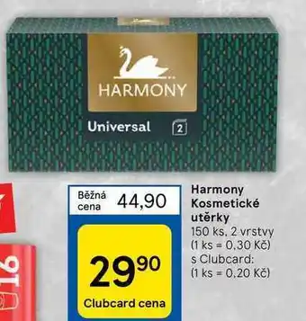 Tesco Harmony kosmetické utěrky 150 ks, 2 vrstvy nabídka