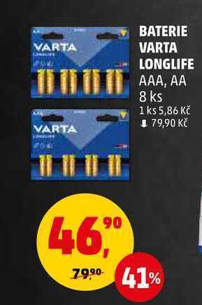 Penny Market Baterie varta longlife aaa, aa, 8 ks nabídka