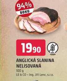 Terno Anglická slanina nelisovaná 100 g nabídka