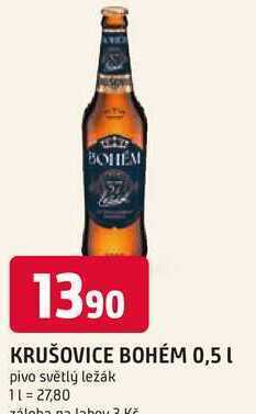 Trefa Krušovice bohém 0,5 l pivo světlý ležák nabídka