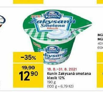 Tesco Kunín zakysaná smetana klasik 12% nabídka