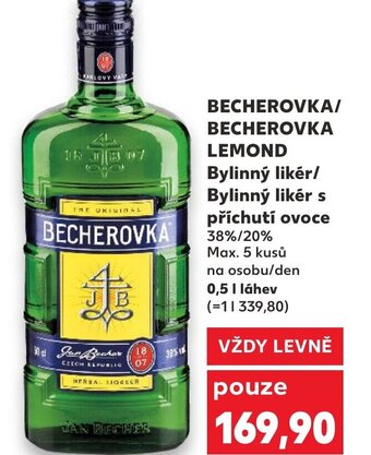 Kaufland BECHEROVKA BECHEROVKA/ LEMOND Bylinný likér/ Bylinný likér s příchutí ovoce nabídka