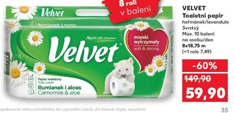 Kaufland VELVET Toaletní papír nabídka
