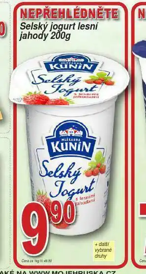 Lidl Selský hogurt lesní jahody nabídka